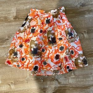 Nordstrom Floral Watercolor A-Line Midi Skirt